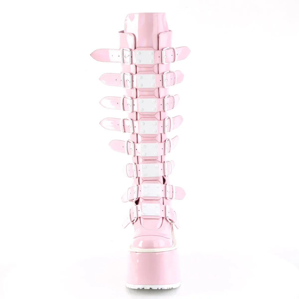 SWING-815 DemoniaCult Baby Pink Hologram Sexy Women's Mid-Calf & Knee High Boots (Alternative Footwear)