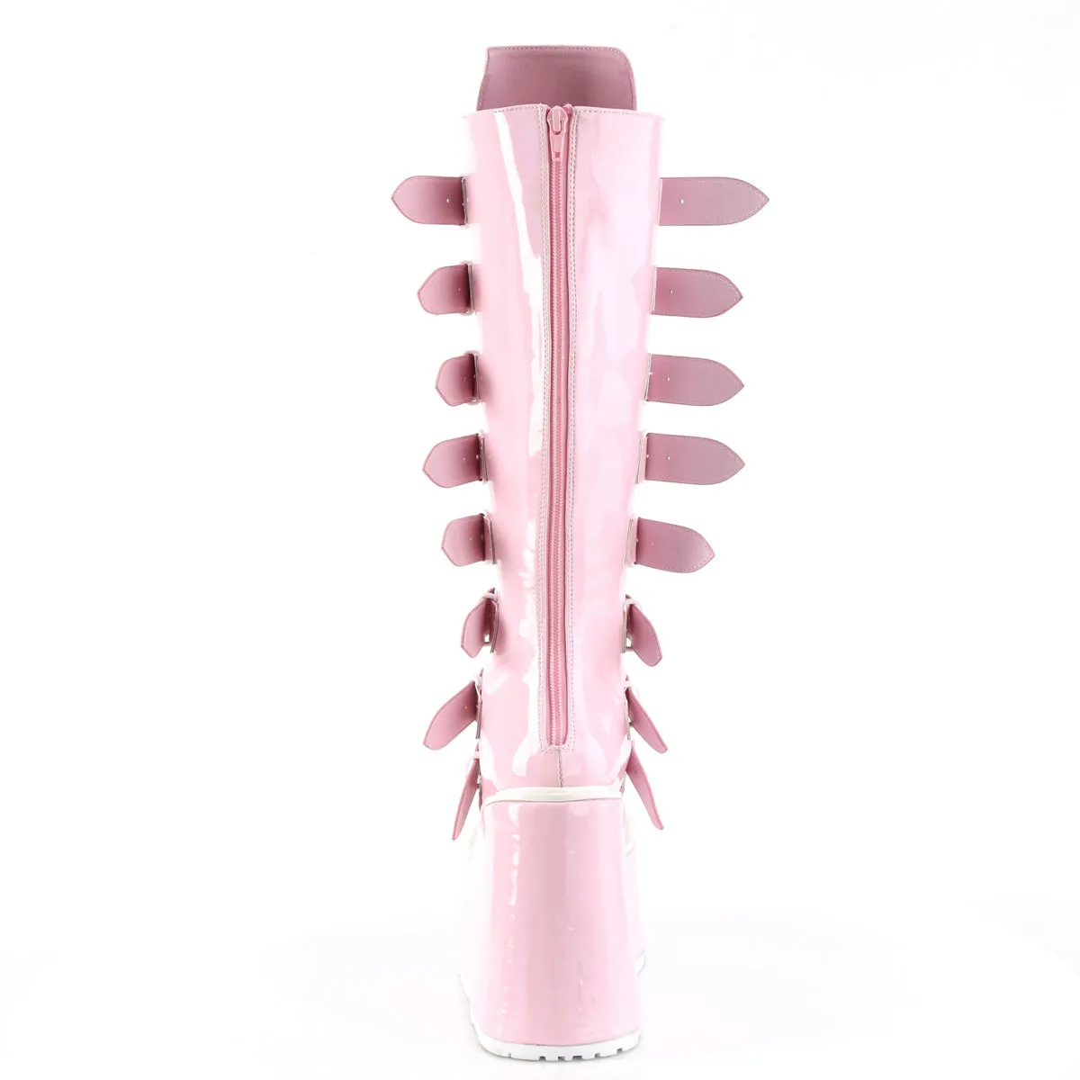 SWING-815 DemoniaCult Baby Pink Hologram Sexy Women's Mid-Calf & Knee High Boots (Alternative Footwear)