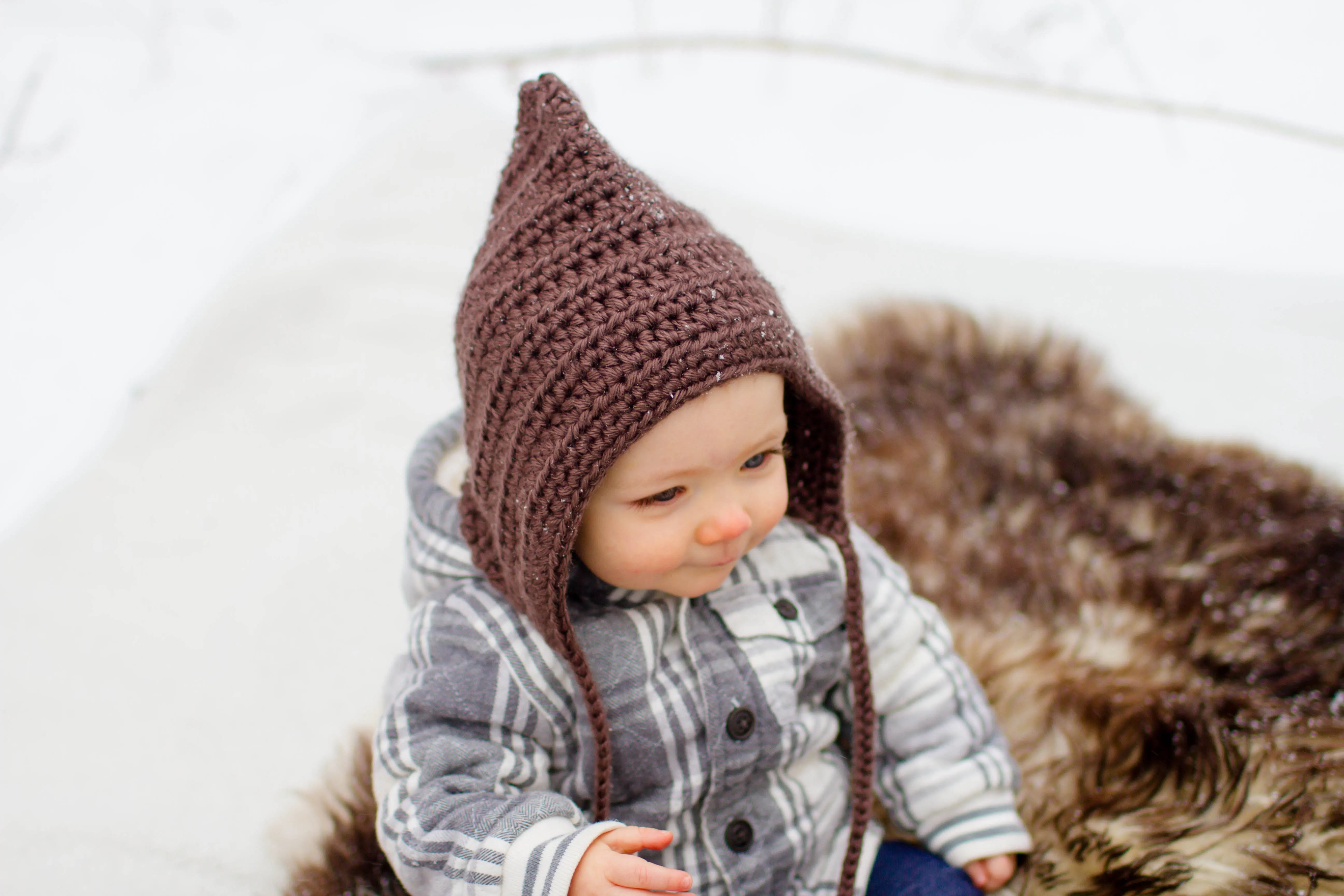 Taupe pixie elf hat