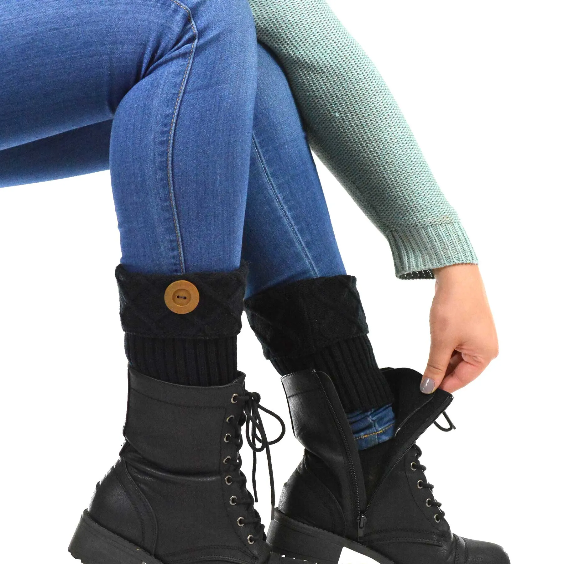 TeeHee Socks Women's Warmer Acrylic Boot Topper Open Diamond Knit 3-Pack (11902)