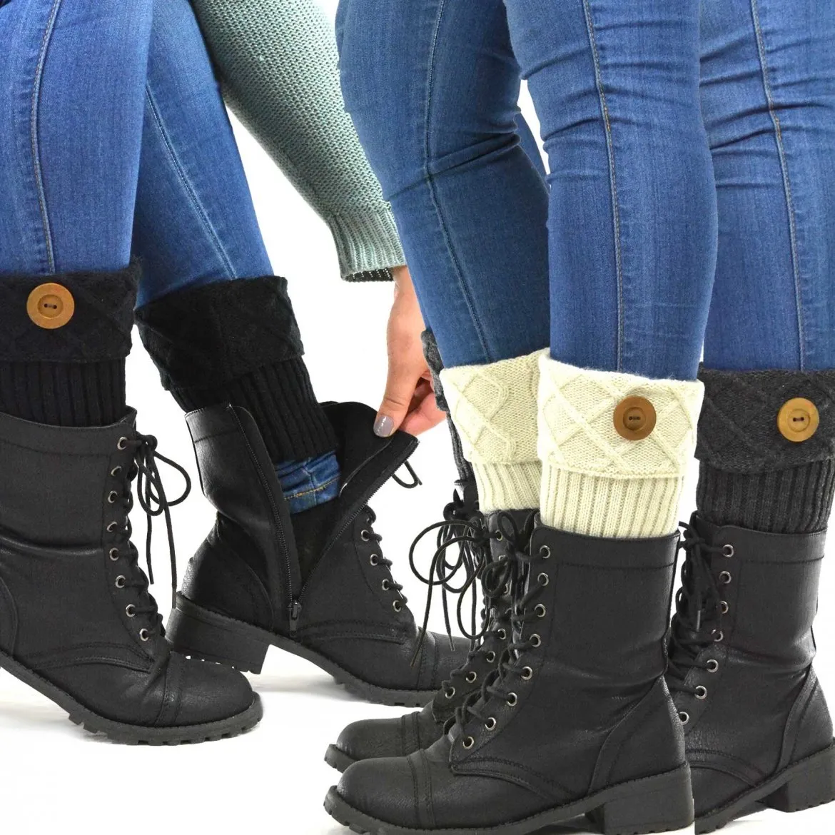 TeeHee Socks Women's Warmer Acrylic Boot Topper Open Diamond Knit 3-Pack (11902)