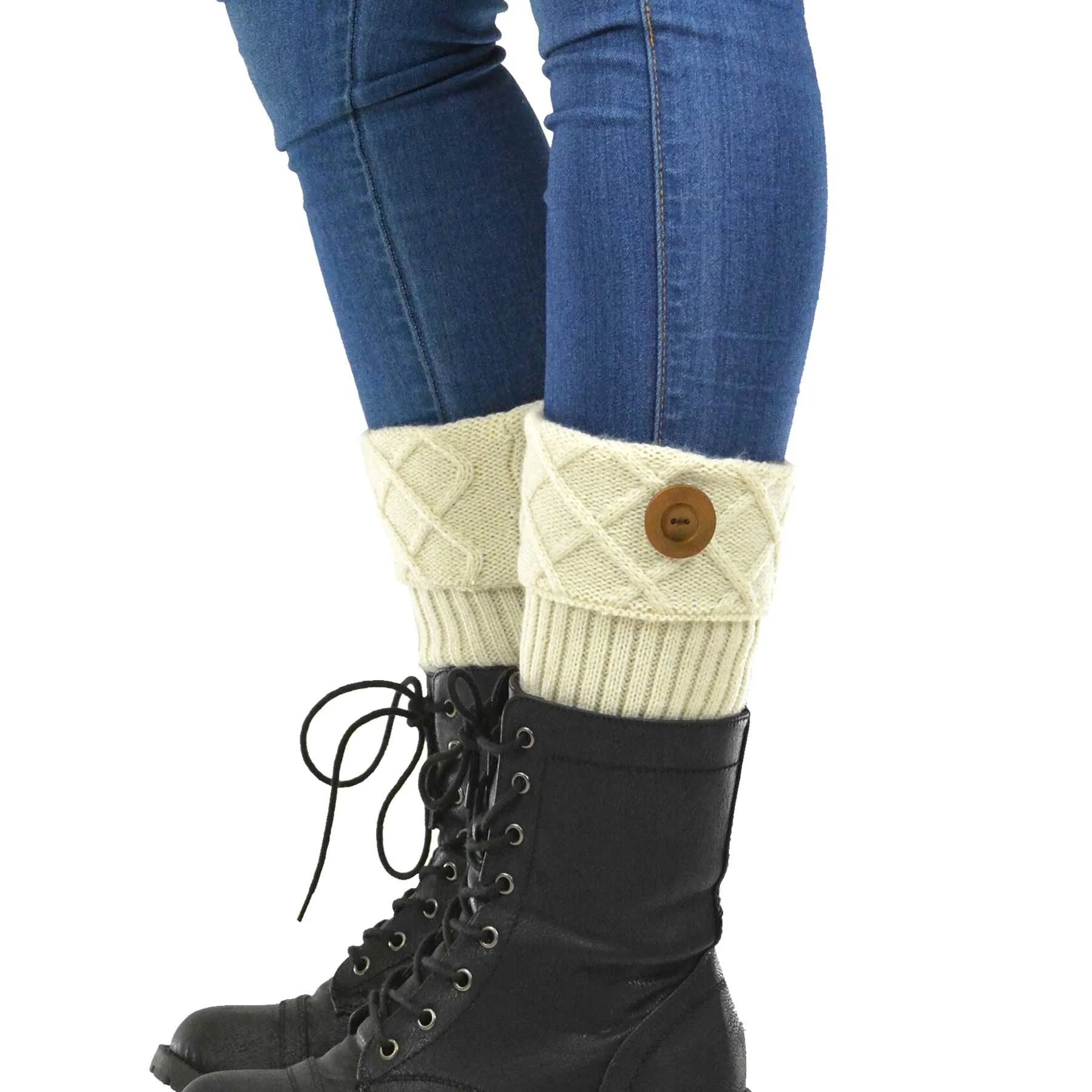 TeeHee Socks Women's Warmer Acrylic Boot Topper Open Diamond Knit 3-Pack (11902)