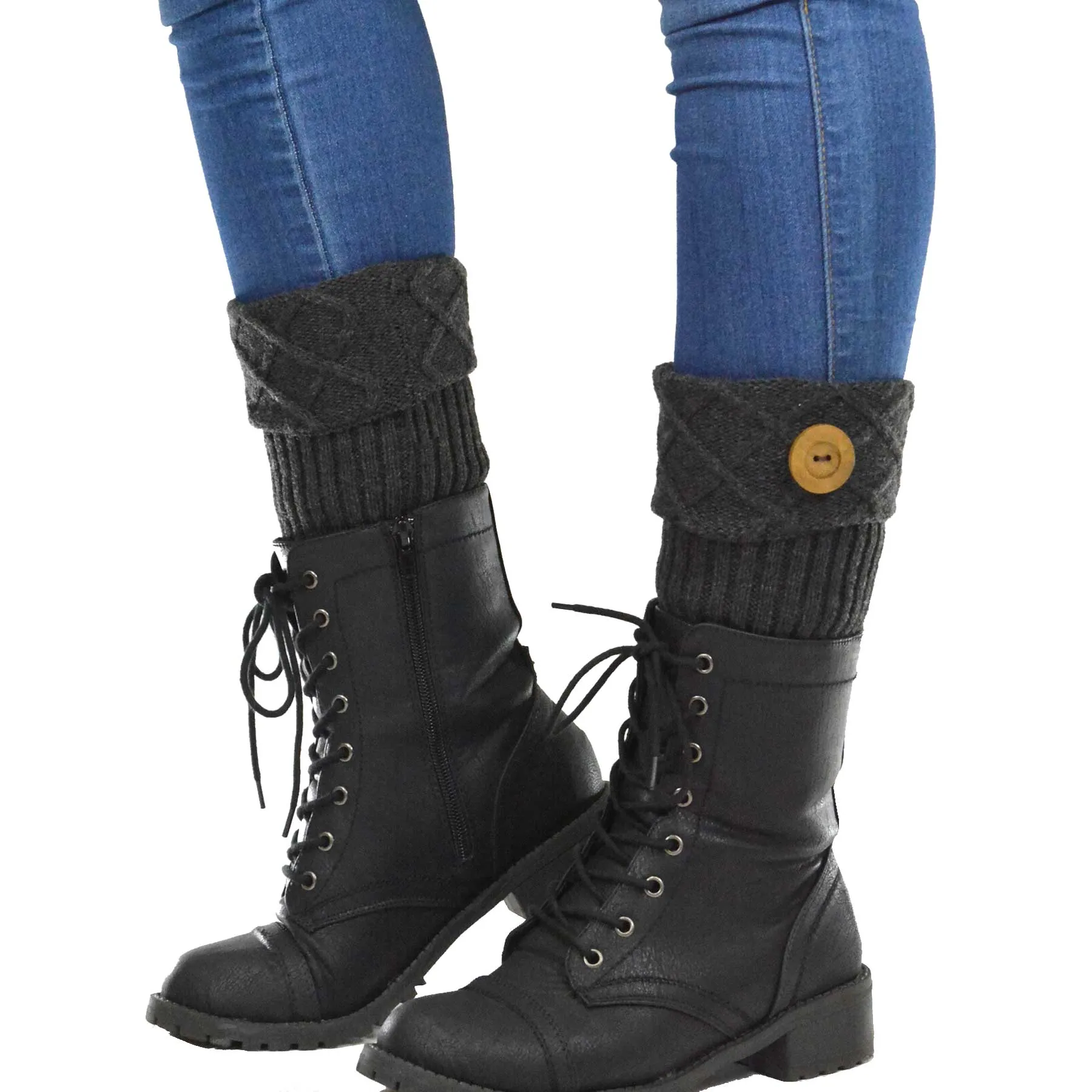 TeeHee Socks Women's Warmer Acrylic Boot Topper Open Diamond Knit 3-Pack (11902)