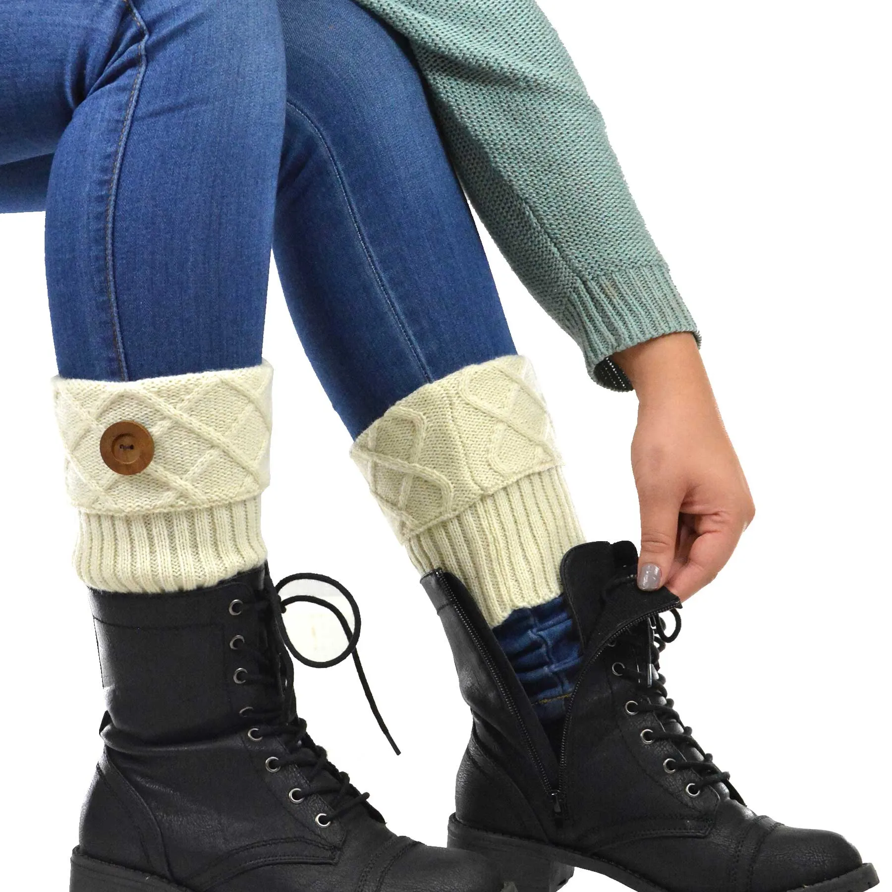TeeHee Socks Women's Warmer Acrylic Boot Topper Open Diamond Knit 3-Pack (11902)
