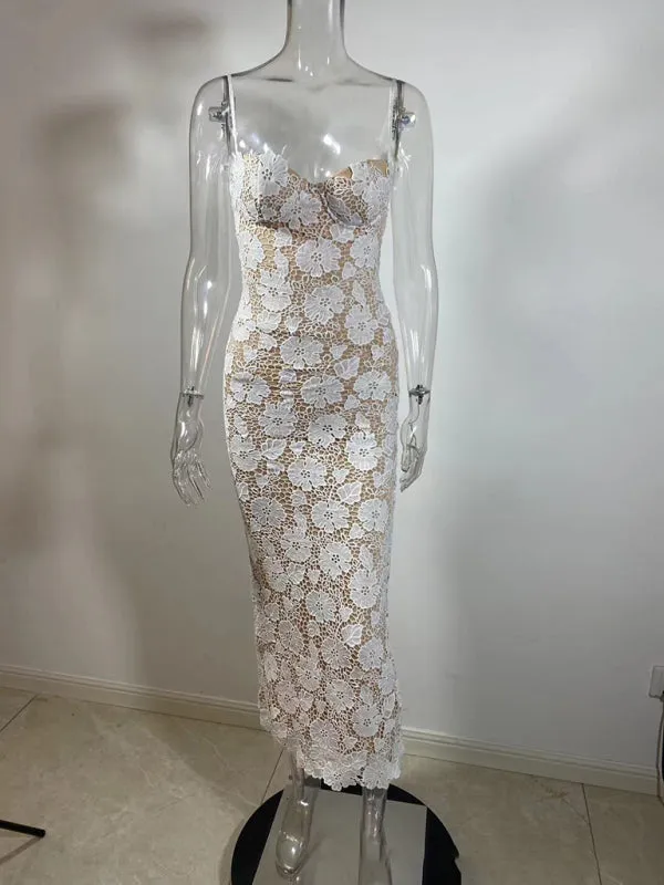 Trendy Victorian Lace Midi Dress for Chic Occasions