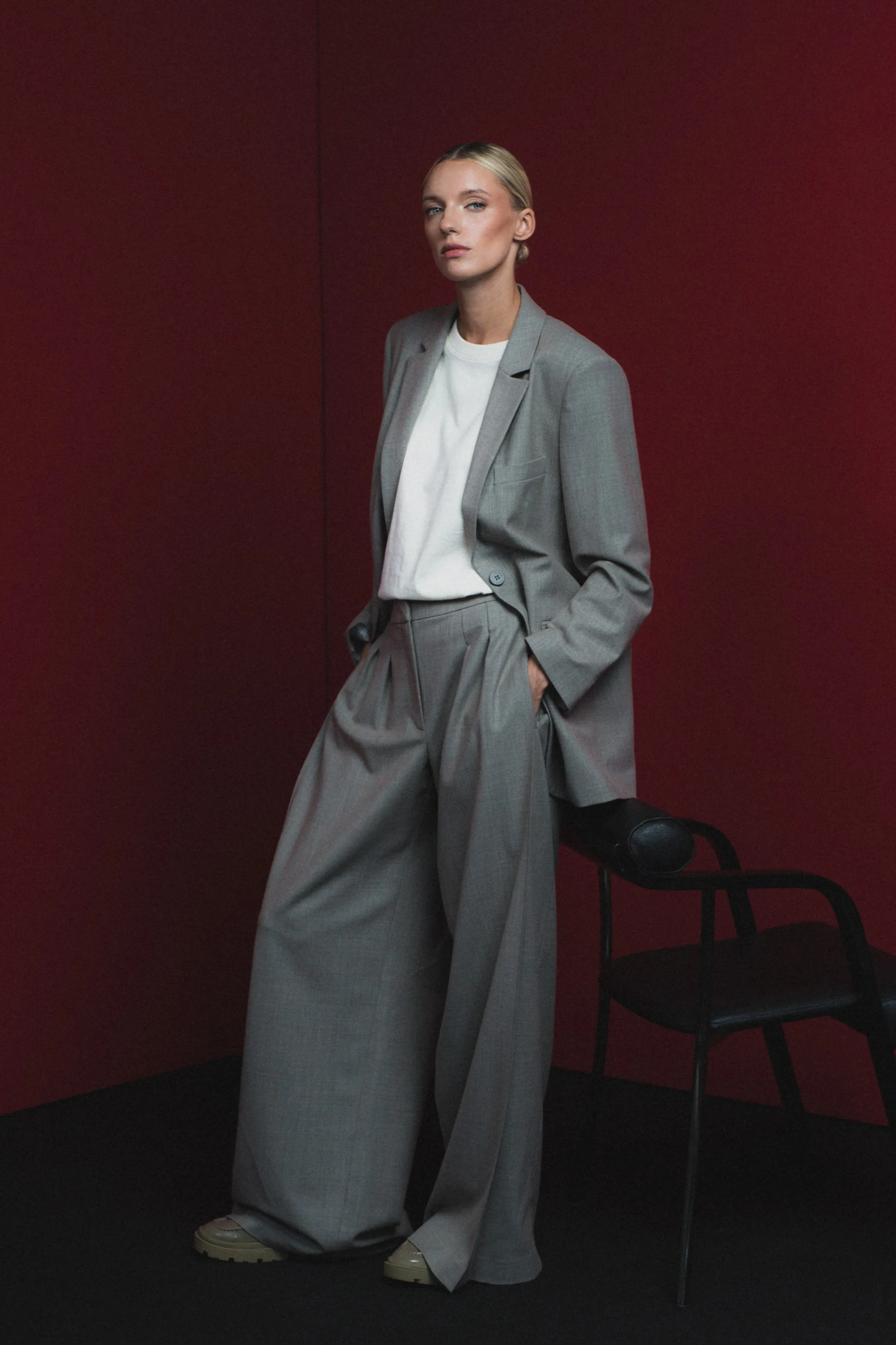 TROUSERS WITH ONE DROP BEIGE MELANGE