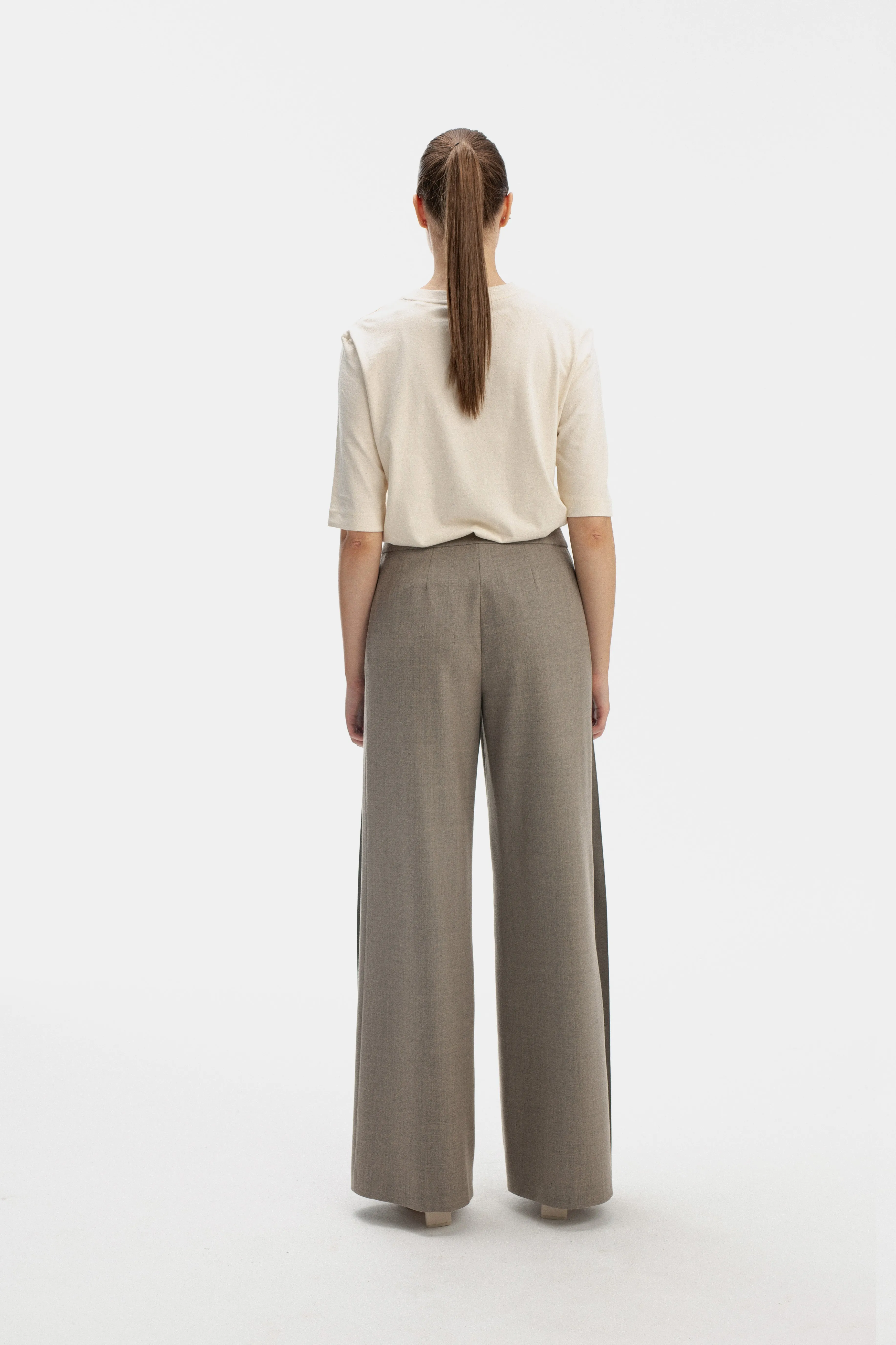 TROUSERS WITH ONE DROP BEIGE MELANGE