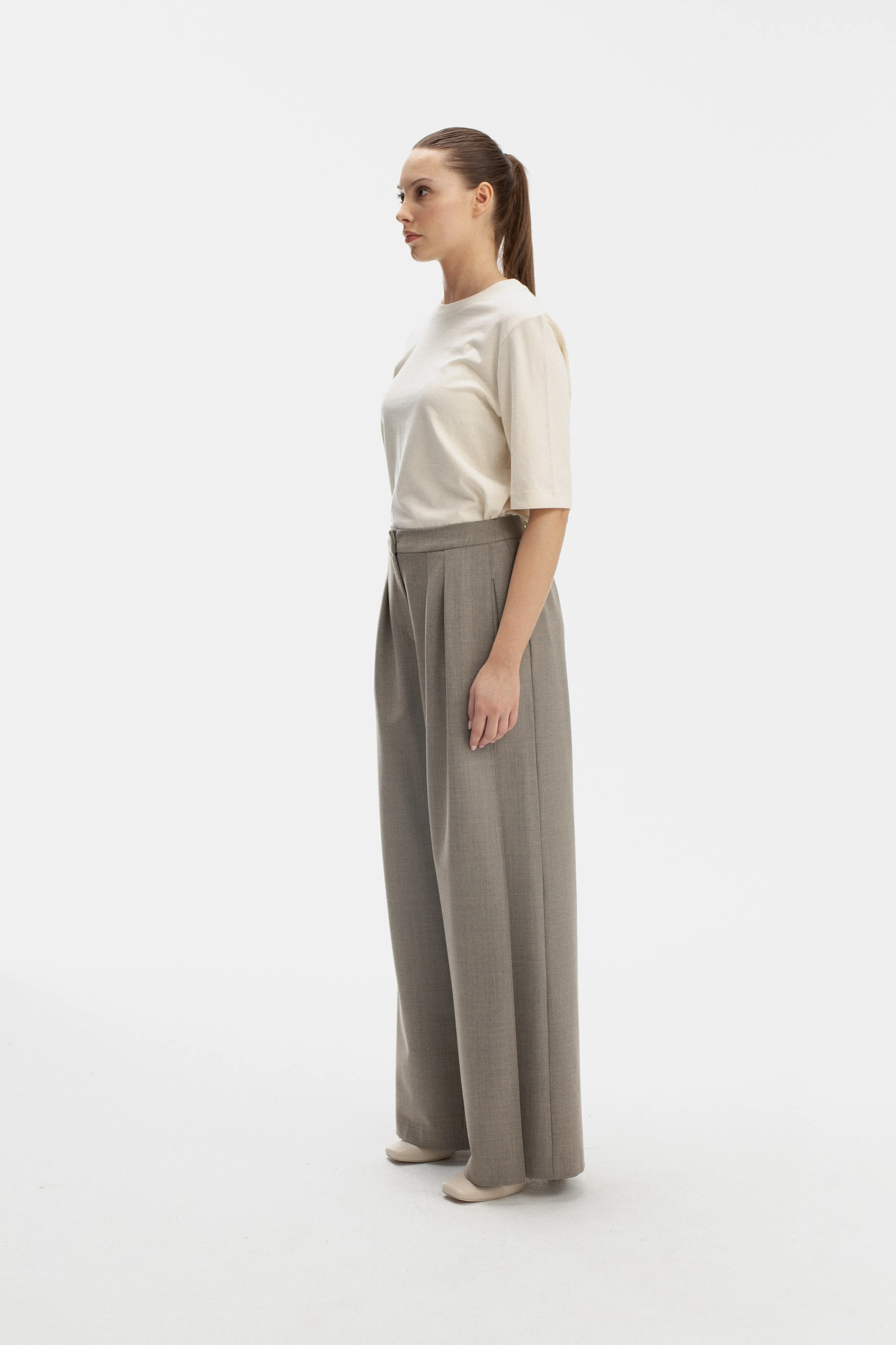 TROUSERS WITH ONE DROP BEIGE MELANGE
