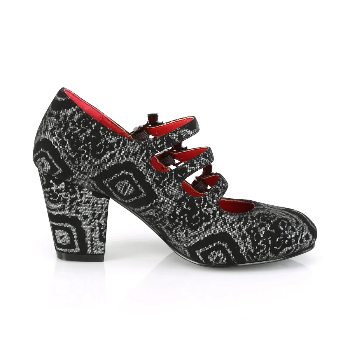 VIVIKA-38 DemoniaCult Black/Silver Sexy Women's Heels & Platform Shoes (Alternative Footwear)