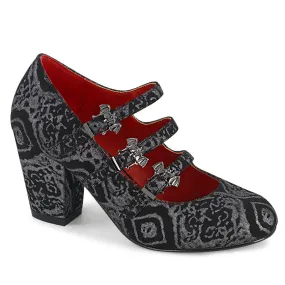 VIVIKA-38 DemoniaCult Black/Silver Sexy Women's Heels & Platform Shoes (Alternative Footwear)