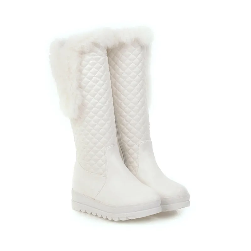 Warm Winter Boots Women Winter Wedges Low Heels Knee High Boots Snow Boots