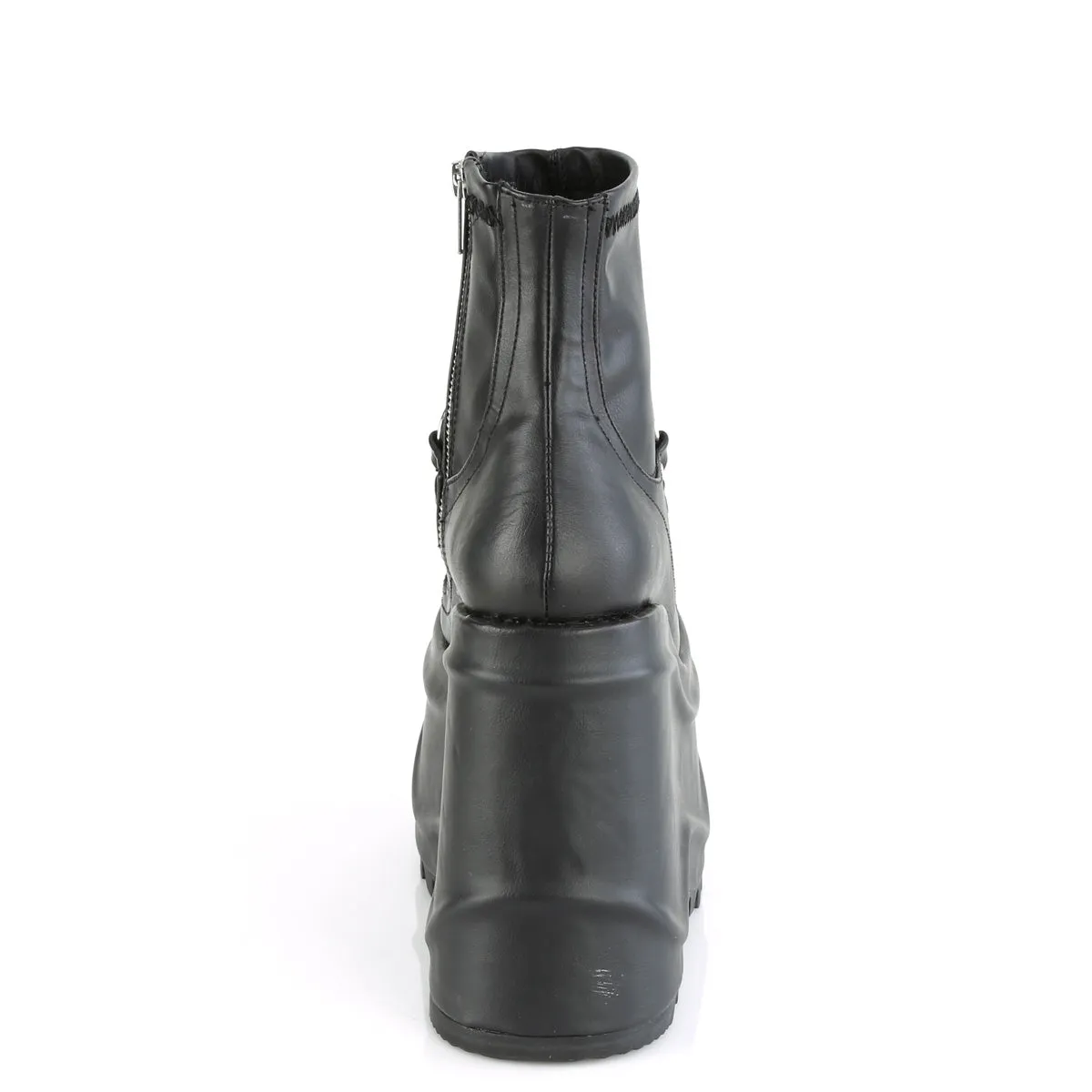 WAVE-110 DemoniaCult Black Stretch Vegan Leather Sexy Women's Ankle Boots (Alternative Footwear)