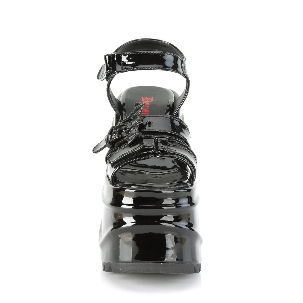 WAVE-13 DemoniaCult Black Patent Sexy Women's Sandals (Alternative Footwear)