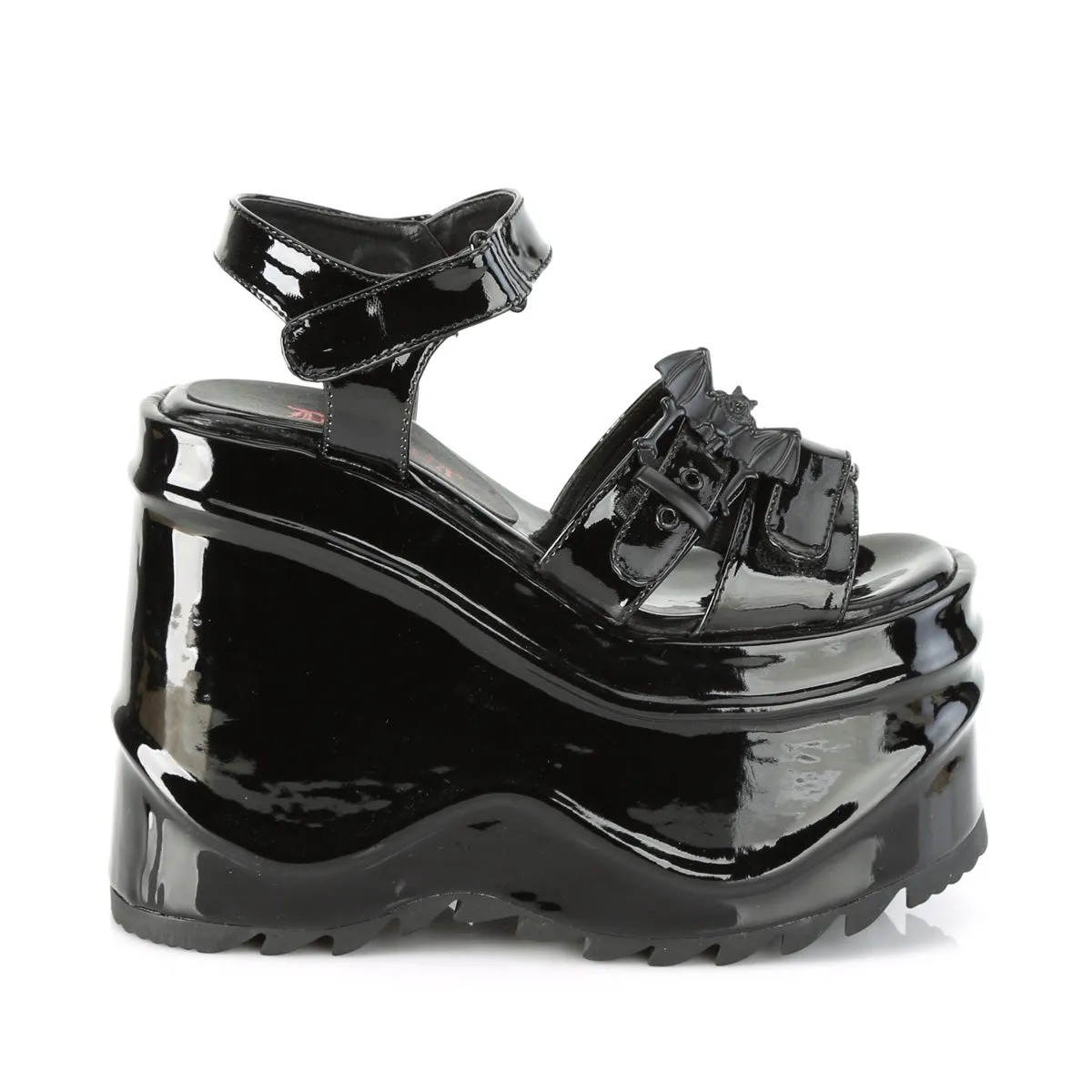 WAVE-13 DemoniaCult Black Patent Sexy Women's Sandals (Alternative Footwear)