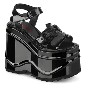 WAVE-13 DemoniaCult Black Patent Sexy Women's Sandals (Alternative Footwear)