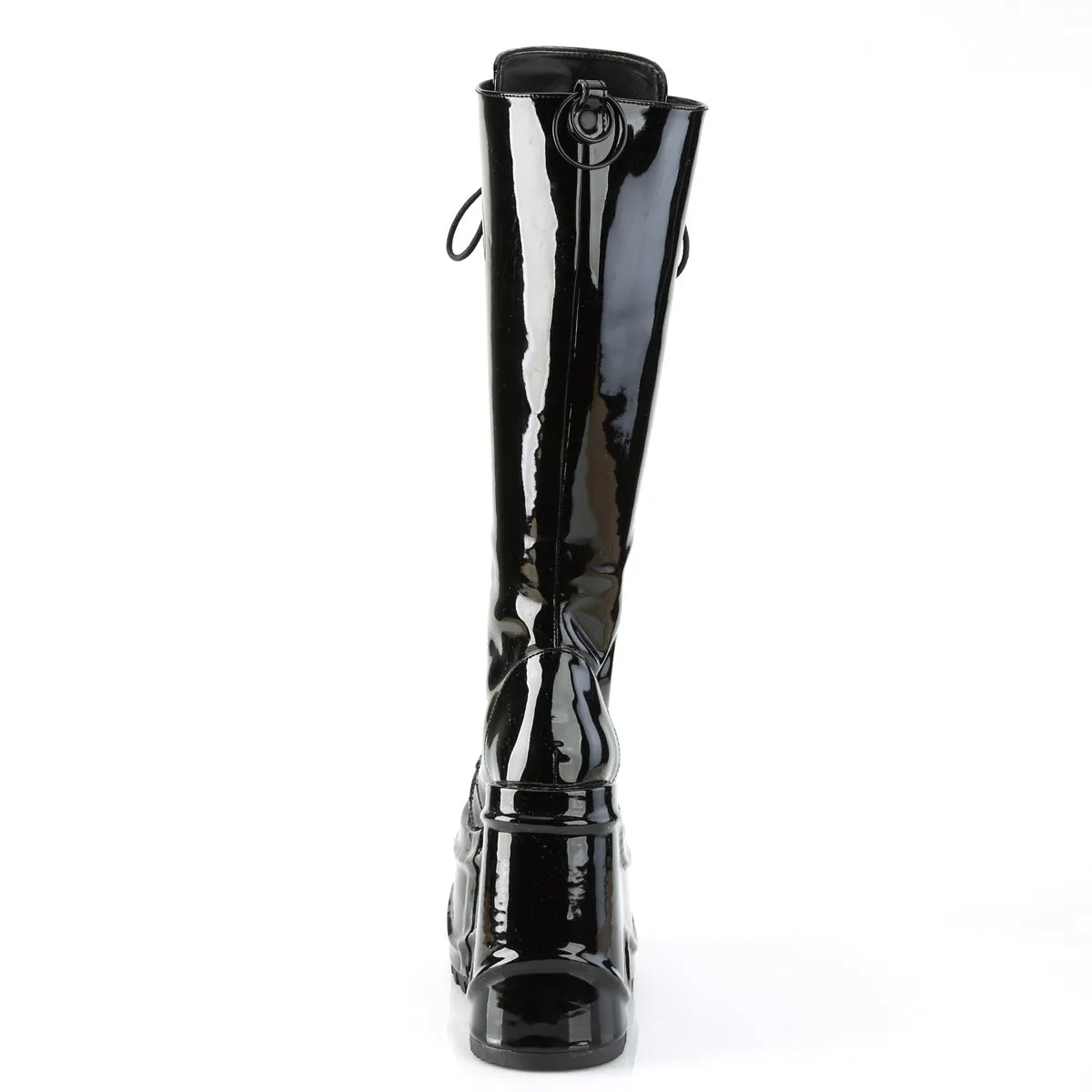 WAVE-200 Demonia Black Patentent Women's Mid-Calf & Knee High Boots [Alternative Footwear]