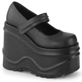 WAVE-32 DemoniaCult Black Vegan Leather Sexy Women's Heels & Platform Shoes (Alternative Footwear)