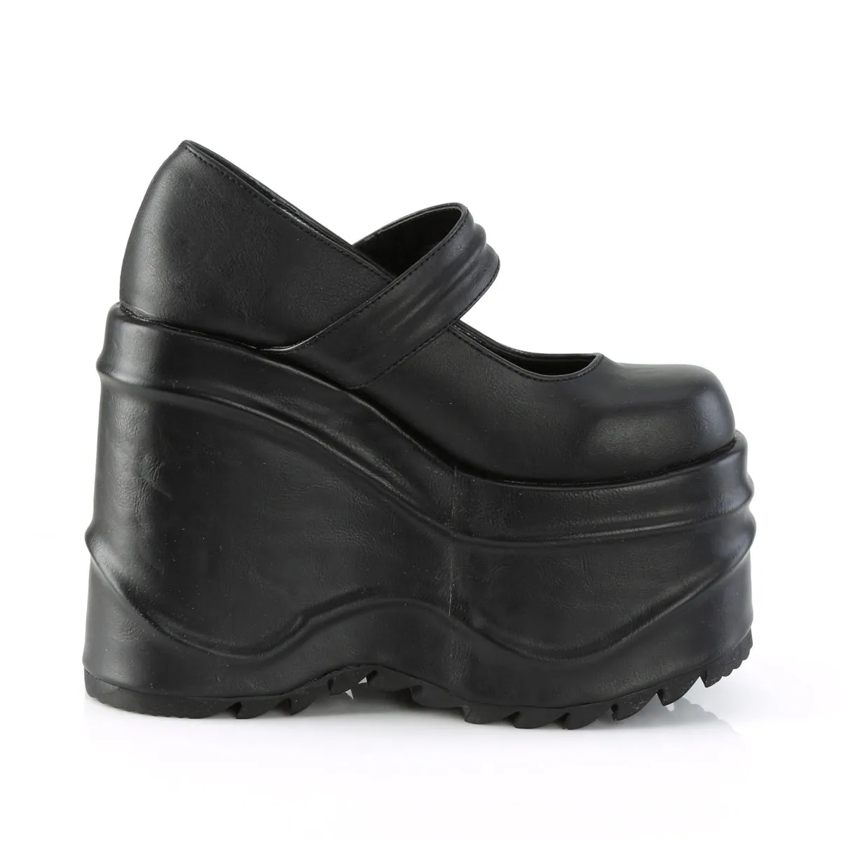 WAVE-32 DemoniaCult Black Vegan Leather Sexy Women's Heels & Platform Shoes (Alternative Footwear)