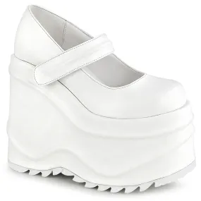 WAVE-32 DemoniaCult White Vegan Leather Sexy Women's Heels & Platform Shoes (Alternative Footwear)