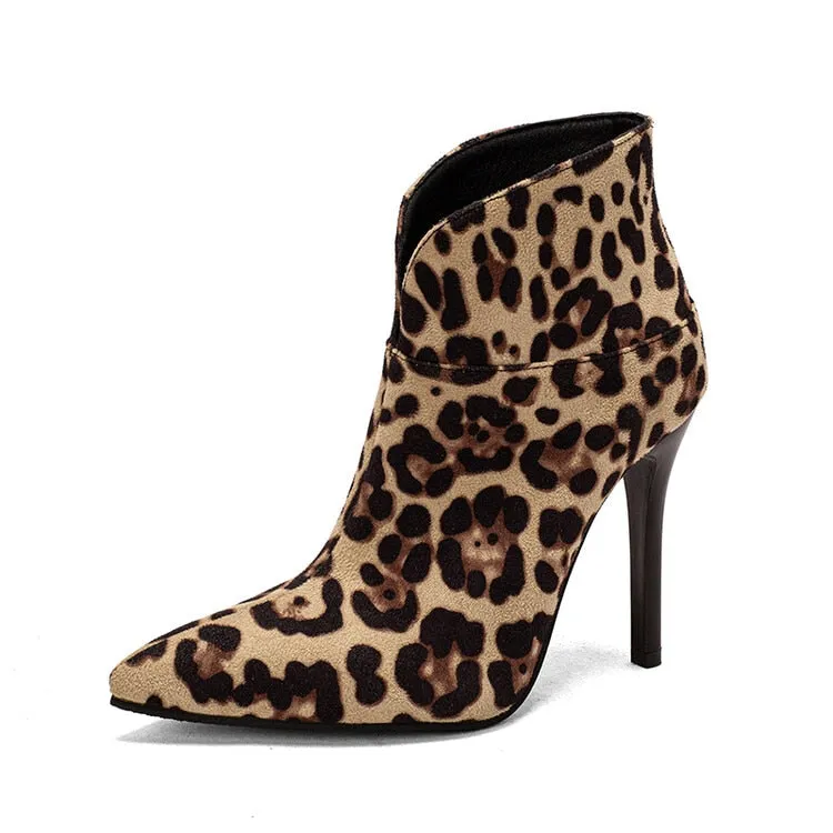 Wjczt Size 48 Ankle Boots for Women  Autumn and Winter Fashion High Heels Pointed Toe Mixed Color Ethnic Style Boats