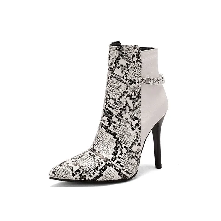 Wjczt Size 48 Ankle Boots for Women  Autumn and Winter Fashion High Heels Pointed Toe Mixed Color Ethnic Style Boats