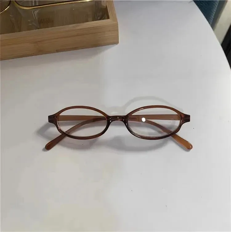 Women Oval Red Frame Glasses Gradient Green Frame Narrow Small Eyeglass Girls Outdoor Wear with Seaside Driving Glasses
