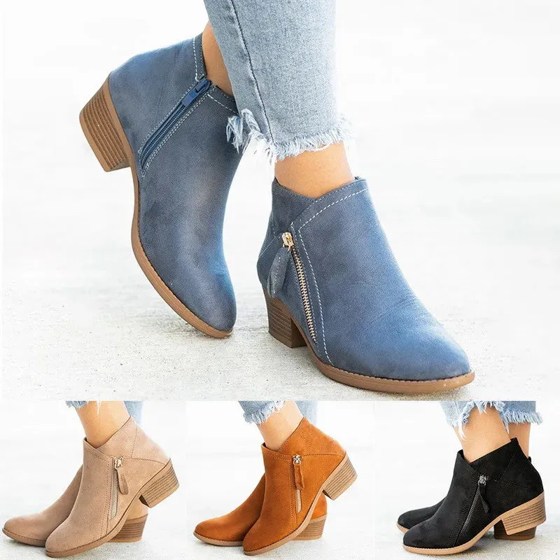 Women's Ankle Boots Autumn Square Heel Boots Platform Sexy Women's Khaki High Heels Shoes 2023 New Fashion Winter Fashion Boots