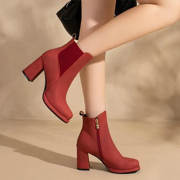 Women's Fashionable Casual Thick Heel Short Boots 56058918S