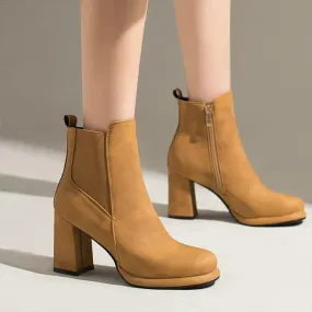 Women's Fashionable Casual Thick Heel Short Boots 56058918S