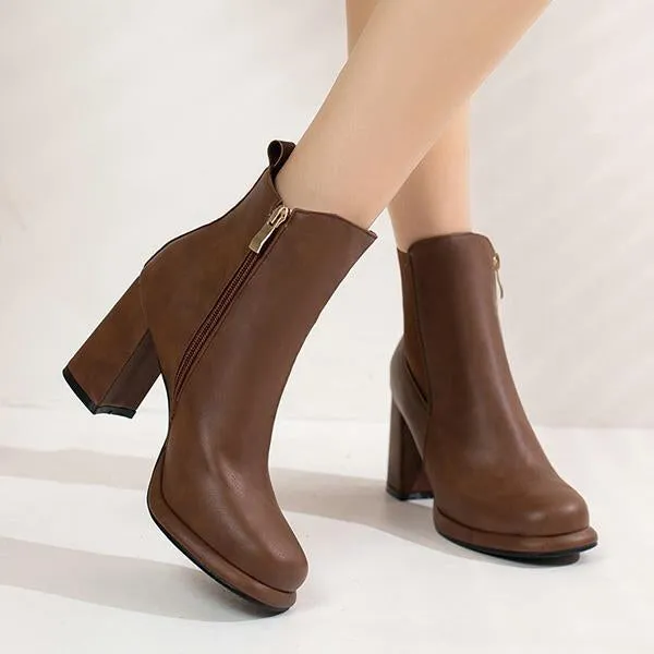 Women's Fashionable Casual Thick Heel Short Boots 56058918S