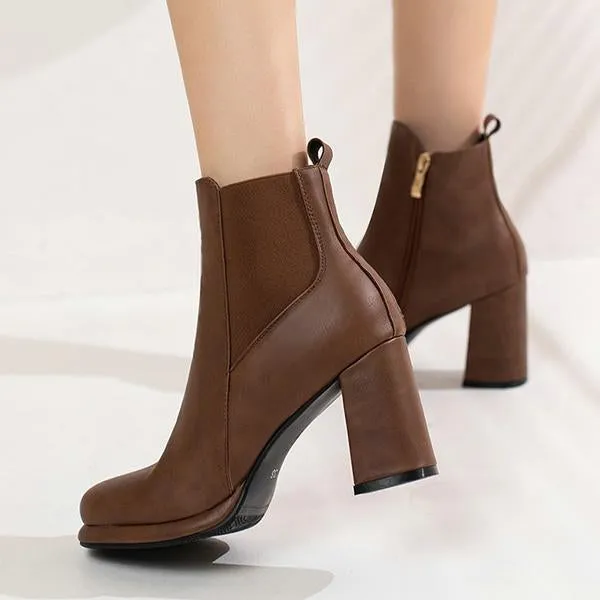 Women's Fashionable Casual Thick Heel Short Boots 56058918S
