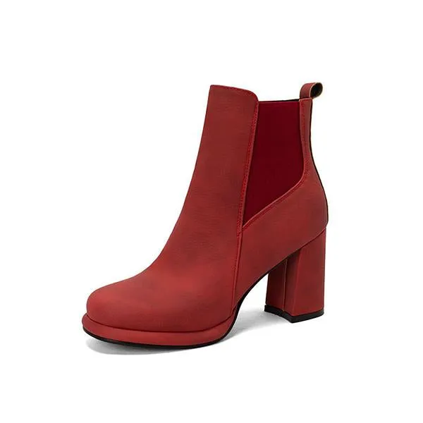 Women's Fashionable Casual Thick Heel Short Boots 56058918S