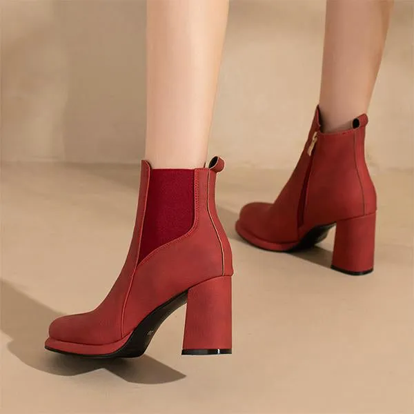 Women's Fashionable Casual Thick Heel Short Boots 56058918S
