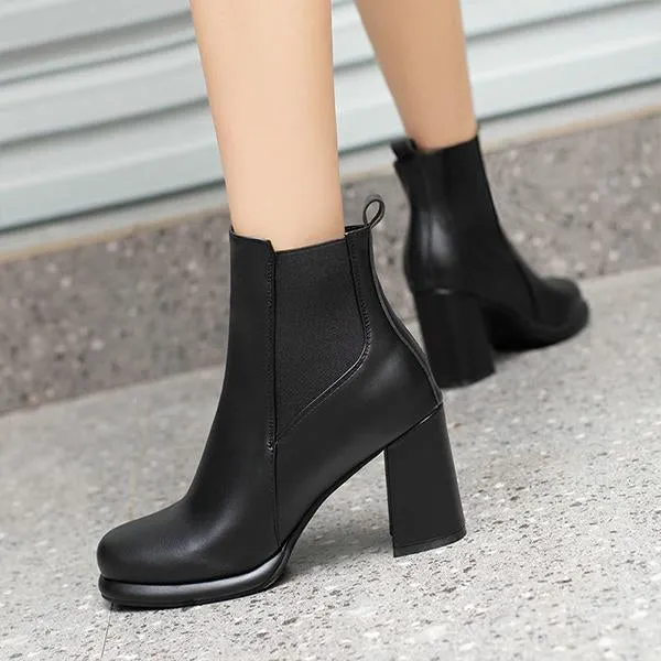 Women's Fashionable Casual Thick Heel Short Boots 56058918S