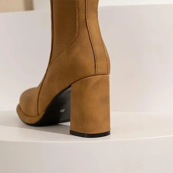 Women's Fashionable Casual Thick Heel Short Boots 56058918S