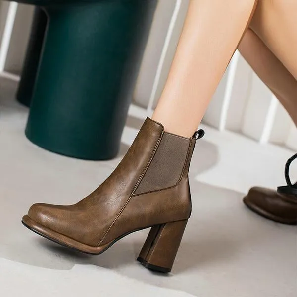 Women's Fashionable Casual Thick Heel Short Boots 56058918S