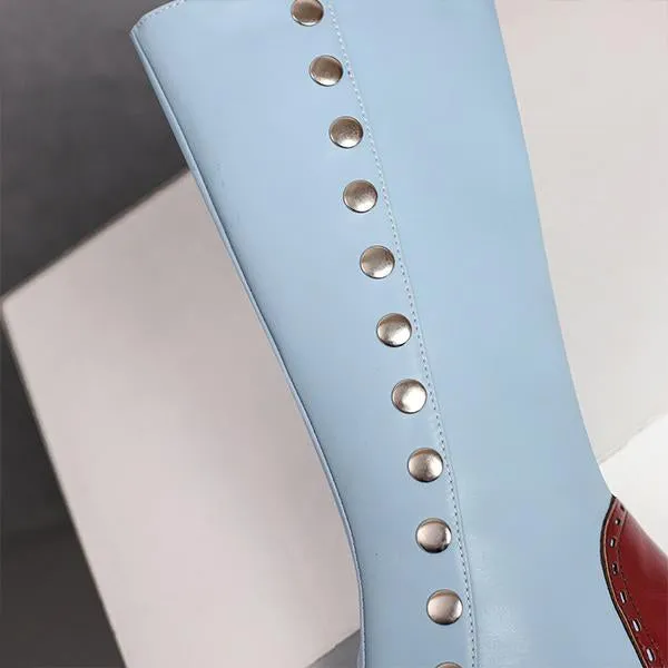 Women's Fashionable Rivet Stitching Shaped Heel Boots 51139756S