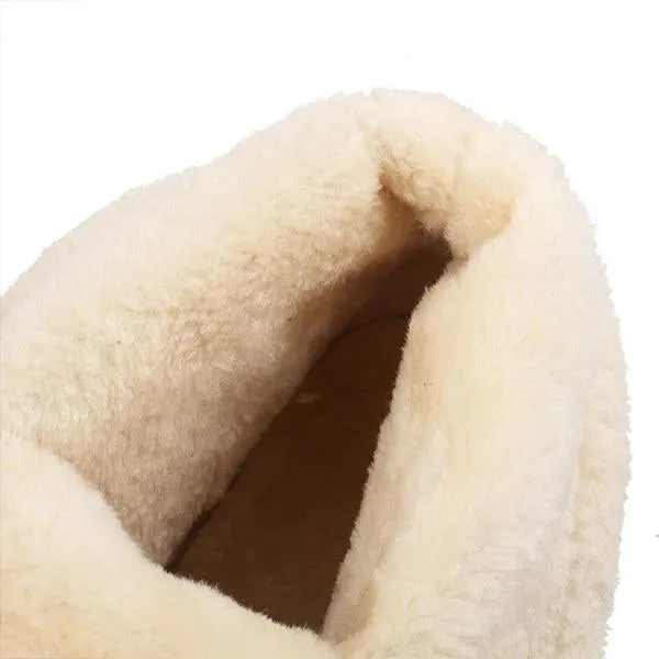 Women's Fashionable Thick Heel Fur Lace-Up Snow Boots 27059756S