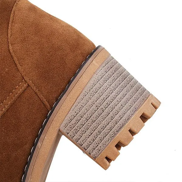 Women's Fashionable Thick Heel Fur Lace-Up Snow Boots 27059756S