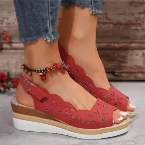 Women's Hollowed-Out Wedge Casual Sandals 82645482C