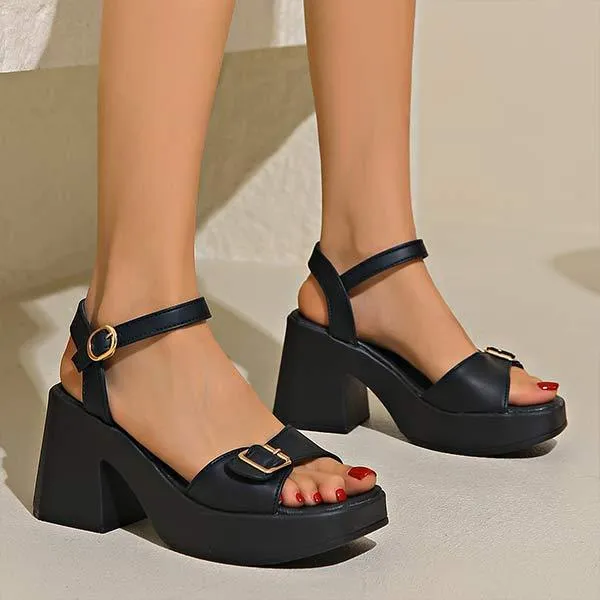 Women's Mid-Heel Sandals with Belt Buckle 28859514C