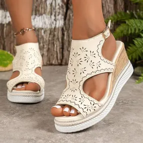 Women's Peep Toe Rhinestone Platform Wedge Sandals 56521300C
