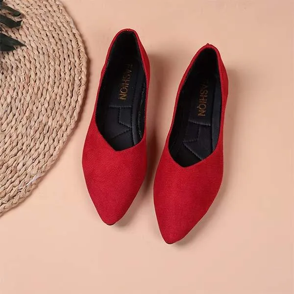 Women's Pointed Toe Suede Shallow Mouth Flat Shoes 16753210C