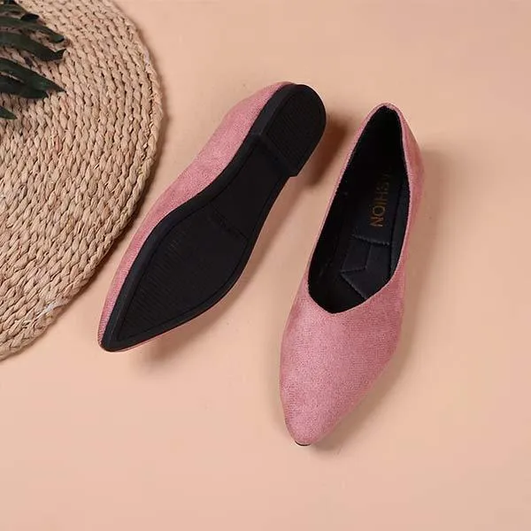 Women's Pointed Toe Suede Shallow Mouth Flat Shoes 16753210C