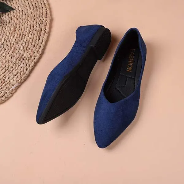 Women's Pointed Toe Suede Shallow Mouth Flat Shoes 16753210C