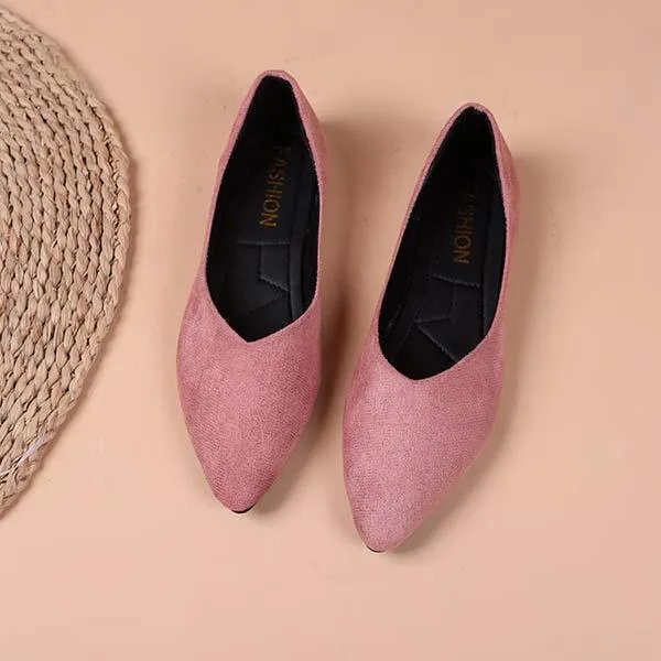 Women's Pointed Toe Suede Shallow Mouth Flat Shoes 16753210C