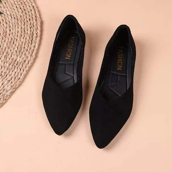 Women's Pointed Toe Suede Shallow Mouth Flat Shoes 16753210C