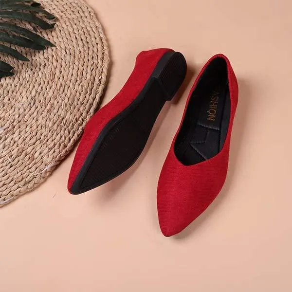 Women's Pointed Toe Suede Shallow Mouth Flat Shoes 16753210C