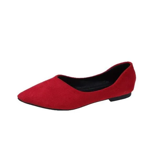 Women's Pointed Toe Suede Shallow Mouth Flat Shoes 16753210C
