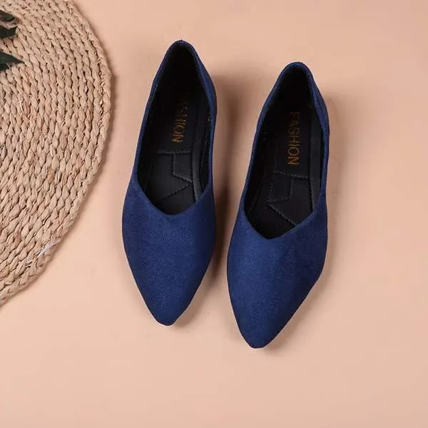 Women's Pointed Toe Suede Shallow Mouth Flat Shoes 16753210C